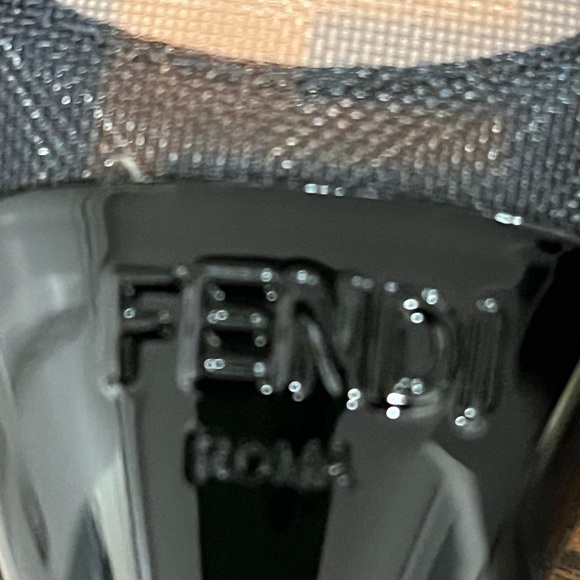 Fendi Black and mesh Logo Flats - Picture 2 of 9
